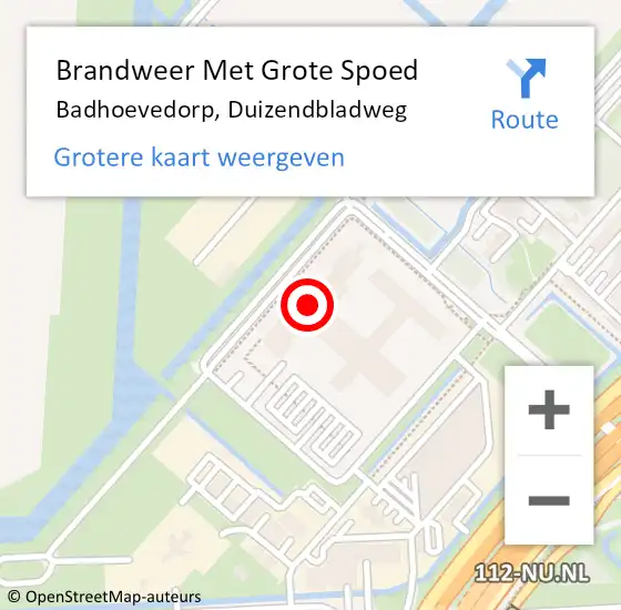 Locatie op kaart van de 112 melding: Brandweer Met Grote Spoed Naar Badhoevedorp, Duizendbladweg op 3 juni 2024 20:03