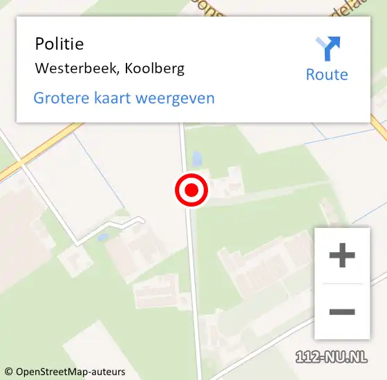 Locatie op kaart van de 112 melding: Politie Westerbeek, Koolberg op 3 juni 2024 20:18