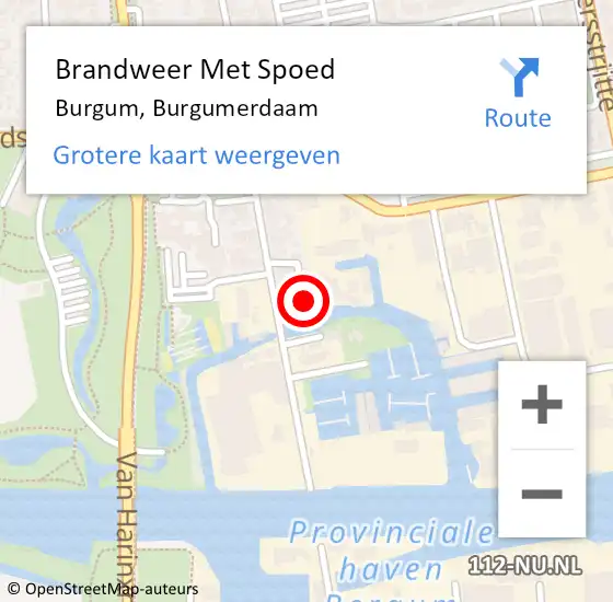 Locatie op kaart van de 112 melding: Brandweer Met Spoed Naar Burgum, Burgumerdaam op 3 juni 2024 20:21