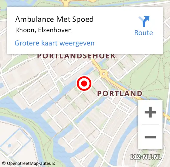 Locatie op kaart van de 112 melding: Ambulance Met Spoed Naar Rhoon, Elzenhoven op 3 juni 2024 20:25