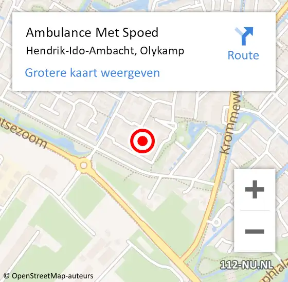 Locatie op kaart van de 112 melding: Ambulance Met Spoed Naar Hendrik-Ido-Ambacht, Olykamp op 3 juni 2024 20:28