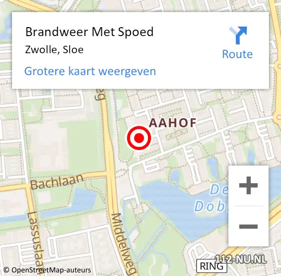 Locatie op kaart van de 112 melding: Brandweer Met Spoed Naar Zwolle, Sloe op 3 juni 2024 20:33