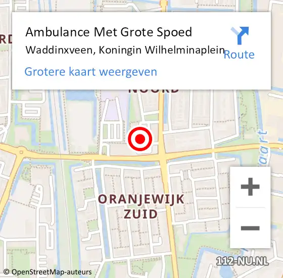 Locatie op kaart van de 112 melding: Ambulance Met Grote Spoed Naar Waddinxveen, Koningin Wilhelminaplein op 3 juni 2024 20:33