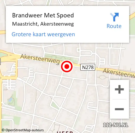 Locatie op kaart van de 112 melding: Brandweer Met Spoed Naar Maastricht, Akersteenweg op 3 juni 2024 20:49