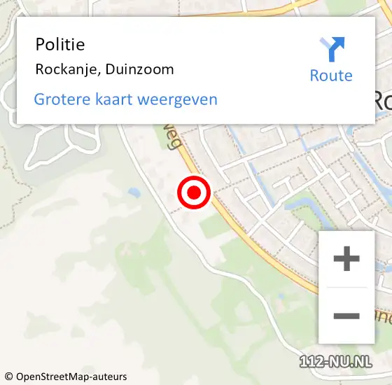 Locatie op kaart van de 112 melding: Politie Rockanje, Duinzoom op 3 juni 2024 20:54