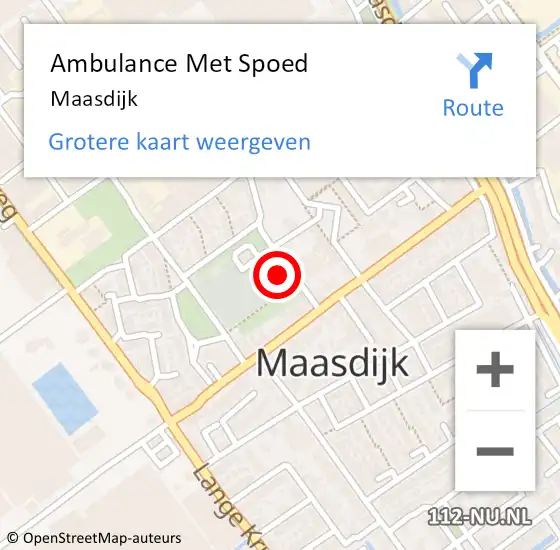 Locatie op kaart van de 112 melding: Ambulance Met Spoed Naar Maasdijk op 3 juni 2024 20:58