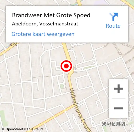 Locatie op kaart van de 112 melding: Brandweer Met Grote Spoed Naar Apeldoorn, Vosselmanstraat op 3 juni 2024 21:07