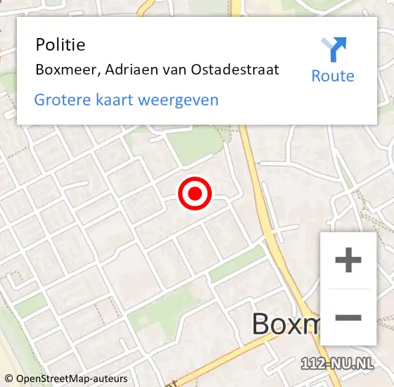 Locatie op kaart van de 112 melding: Politie Boxmeer, Adriaen van Ostadestraat op 3 juni 2024 21:11