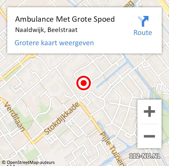 Locatie op kaart van de 112 melding: Ambulance Met Grote Spoed Naar Naaldwijk, Beelstraat op 3 juni 2024 21:14