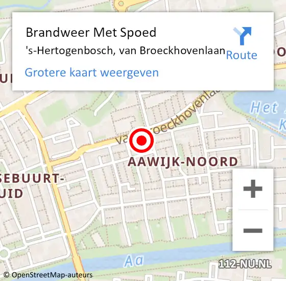 Locatie op kaart van de 112 melding: Brandweer Met Spoed Naar 's-Hertogenbosch, van Broeckhovenlaan op 3 juni 2024 21:24