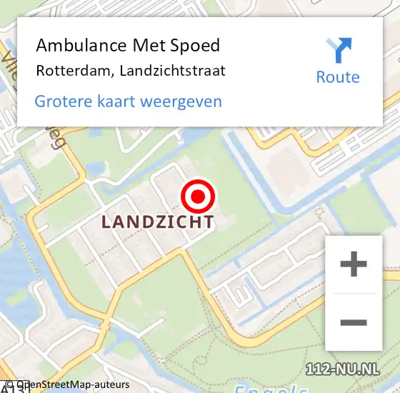 Locatie op kaart van de 112 melding: Ambulance Met Spoed Naar Rotterdam, Landzichtstraat op 3 juni 2024 21:35