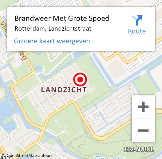 Locatie op kaart van de 112 melding: Brandweer Met Grote Spoed Naar Rotterdam, Landzichtstraat op 3 juni 2024 21:36