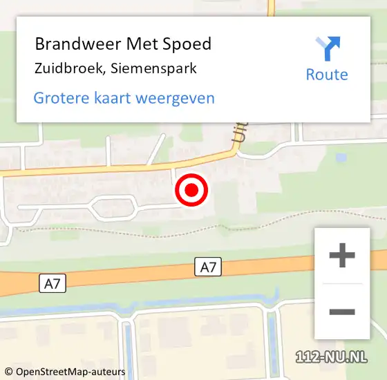 Locatie op kaart van de 112 melding: Brandweer Met Spoed Naar Zuidbroek, Siemenspark op 3 juni 2024 21:36