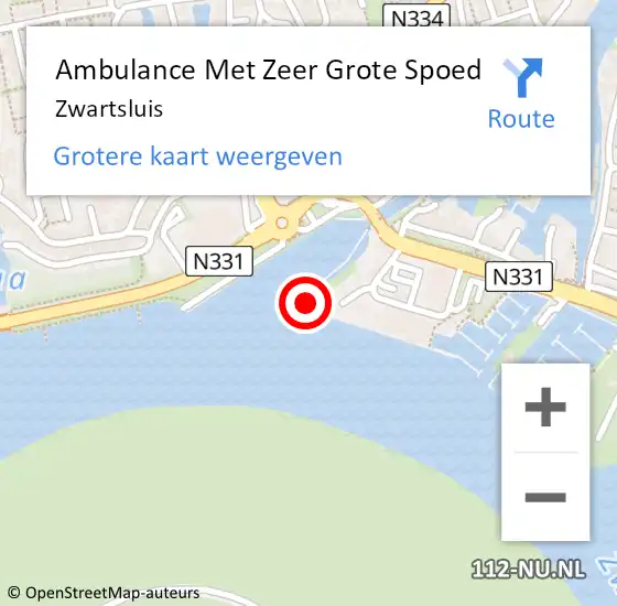 Locatie op kaart van de 112 melding: Ambulance Met Zeer Grote Spoed Naar Zwartsluis op 3 juni 2024 21:57