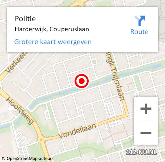 Locatie op kaart van de 112 melding: Politie Harderwijk, Couperuslaan op 3 juni 2024 22:03