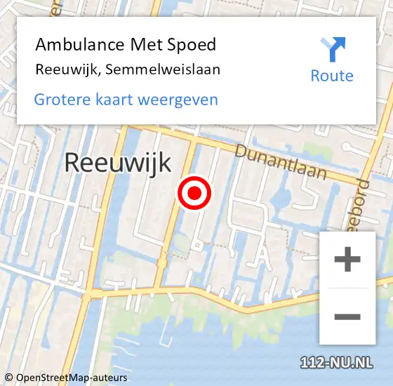 Locatie op kaart van de 112 melding: Ambulance Met Spoed Naar Reeuwijk, Semmelweislaan op 3 juni 2024 22:07