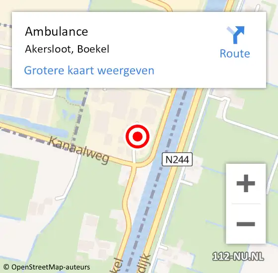 Locatie op kaart van de 112 melding: Ambulance Akersloot, Boekel op 3 juni 2024 22:40