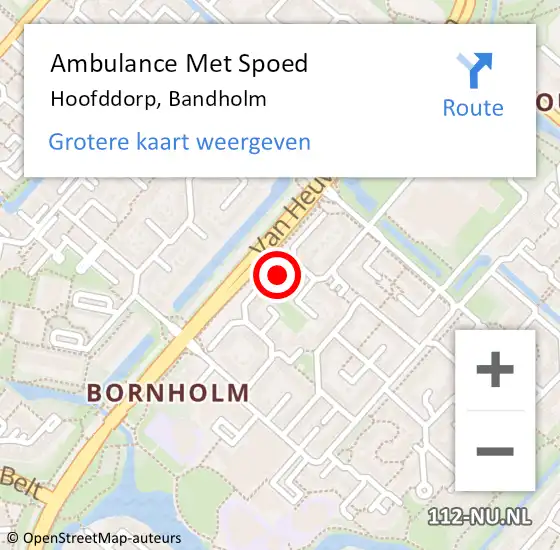 Locatie op kaart van de 112 melding: Ambulance Met Spoed Naar Hoofddorp, Bandholm op 3 juni 2024 22:50