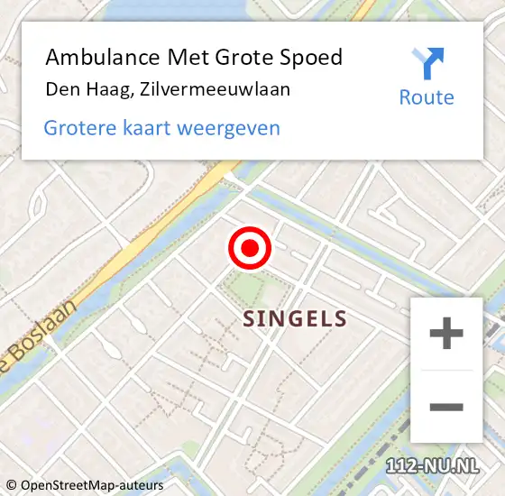 Locatie op kaart van de 112 melding: Ambulance Met Grote Spoed Naar Den Haag, Zilvermeeuwlaan op 3 juni 2024 22:56