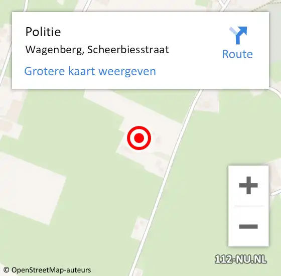 Locatie op kaart van de 112 melding: Politie Wagenberg, Scheerbiesstraat op 3 juni 2024 23:28