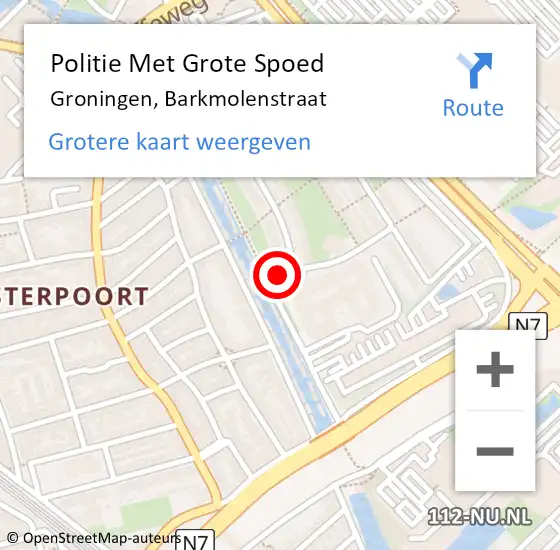 Locatie op kaart van de 112 melding: Politie Met Grote Spoed Naar Groningen, Barkmolenstraat op 3 juni 2024 23:32