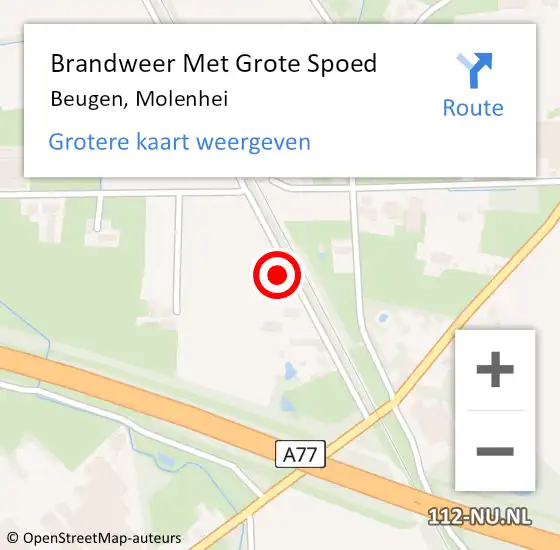 Locatie op kaart van de 112 melding: Brandweer Met Grote Spoed Naar Beugen, Molenhei op 4 juni 2024 00:50