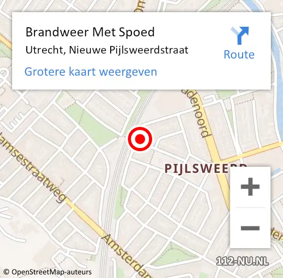 Locatie op kaart van de 112 melding: Brandweer Met Spoed Naar Utrecht, Nieuwe Pijlsweerdstraat op 4 juni 2024 01:20