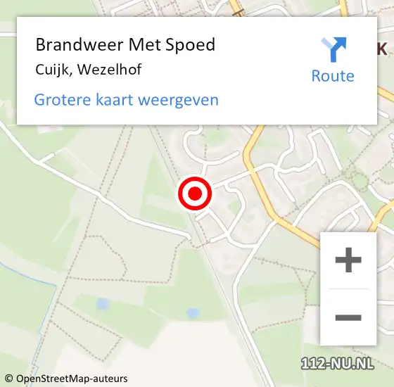 Locatie op kaart van de 112 melding: Brandweer Met Spoed Naar Cuijk, Wezelhof op 4 juni 2024 02:38