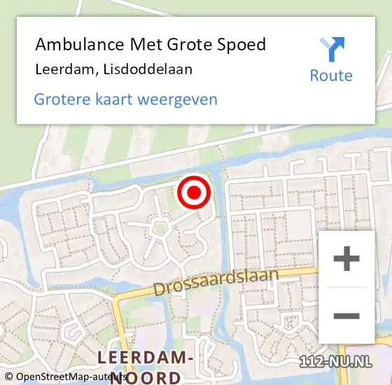 Locatie op kaart van de 112 melding: Ambulance Met Grote Spoed Naar Leerdam, Lisdoddelaan op 4 juni 2024 03:51