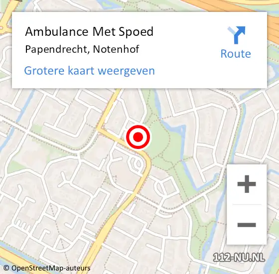 Locatie op kaart van de 112 melding: Ambulance Met Spoed Naar Papendrecht, Notenhof op 4 juni 2024 03:57