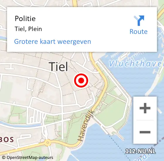 Locatie op kaart van de 112 melding: Politie Tiel, Plein op 4 juni 2024 05:25