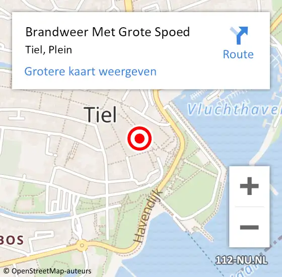 Locatie op kaart van de 112 melding: Brandweer Met Grote Spoed Naar Tiel, Plein op 4 juni 2024 05:30