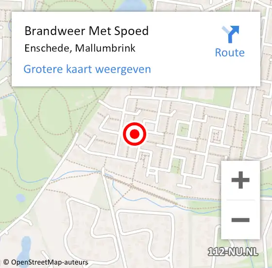 Locatie op kaart van de 112 melding: Brandweer Met Spoed Naar Enschede, Mallumbrink op 4 juni 2024 05:33