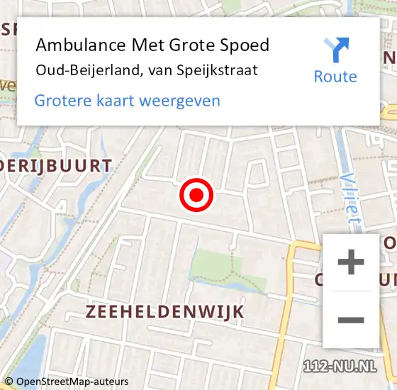 Locatie op kaart van de 112 melding: Ambulance Met Grote Spoed Naar Oud-Beijerland, van Speijkstraat op 4 juni 2024 05:35