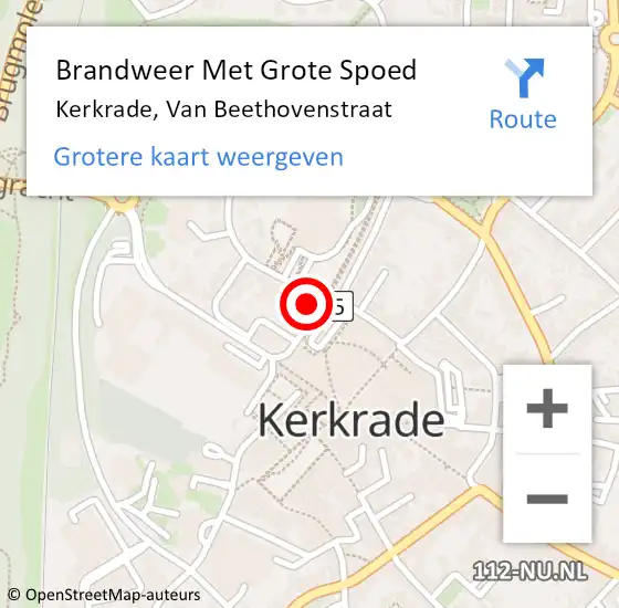 Locatie op kaart van de 112 melding: Brandweer Met Grote Spoed Naar Kerkrade, Van Beethovenstraat op 4 juni 2024 05:46