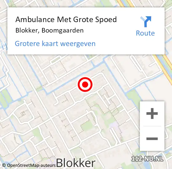 Locatie op kaart van de 112 melding: Ambulance Met Grote Spoed Naar Blokker, Boomgaarden op 4 juni 2024 06:01