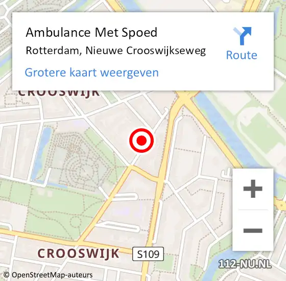 Locatie op kaart van de 112 melding: Ambulance Met Spoed Naar Rotterdam, Nieuwe Crooswijkseweg op 4 juni 2024 06:51