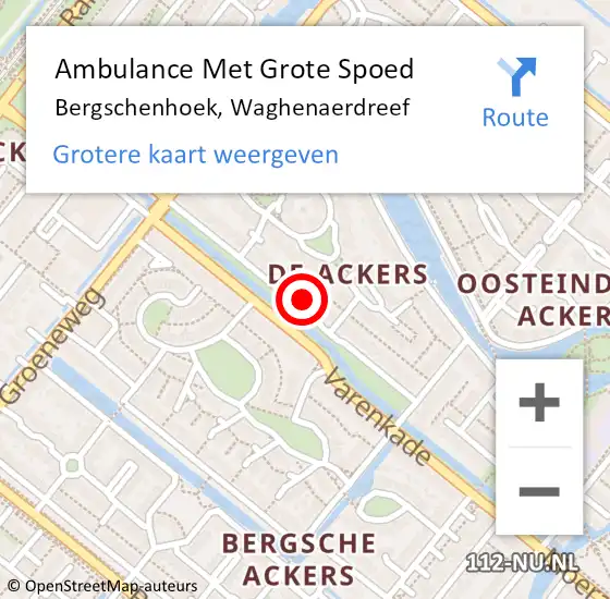 Locatie op kaart van de 112 melding: Ambulance Met Grote Spoed Naar Bergschenhoek, Waghenaerdreef op 4 juni 2024 07:09