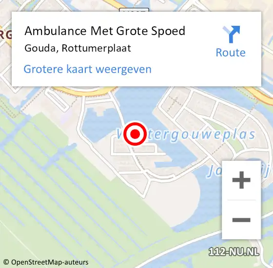 Locatie op kaart van de 112 melding: Ambulance Met Grote Spoed Naar Gouda, Rottumerplaat op 4 juni 2024 07:35