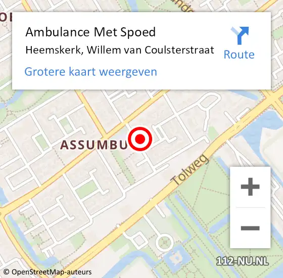 Locatie op kaart van de 112 melding: Ambulance Met Spoed Naar Heemskerk, Willem van Coulsterstraat op 4 juni 2024 07:41