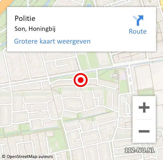 Locatie op kaart van de 112 melding: Politie Son, Honingbij op 4 juni 2024 07:55