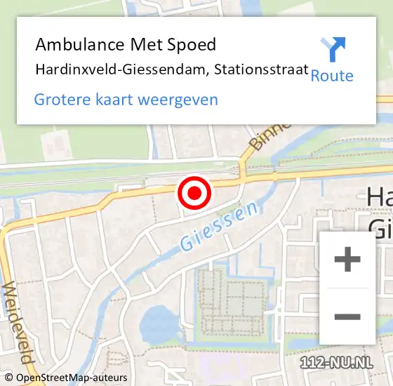 Locatie op kaart van de 112 melding: Ambulance Met Spoed Naar Hardinxveld-Giessendam, Stationsstraat op 4 juni 2024 08:12