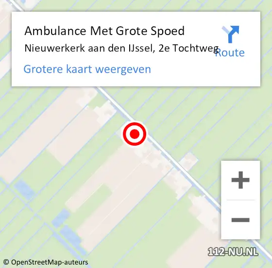 Locatie op kaart van de 112 melding: Ambulance Met Grote Spoed Naar Nieuwerkerk aan den IJssel, 2e Tochtweg op 4 juni 2024 08:44