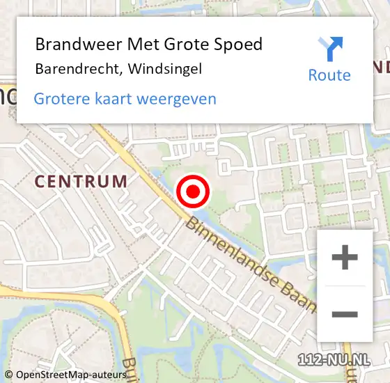Locatie op kaart van de 112 melding: Brandweer Met Grote Spoed Naar Barendrecht, Windsingel op 4 juni 2024 09:04
