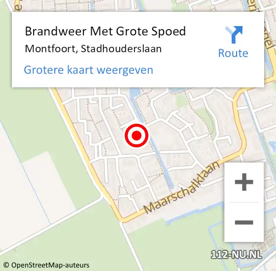Locatie op kaart van de 112 melding: Brandweer Met Grote Spoed Naar Montfoort, Stadhouderslaan op 4 juni 2024 09:09