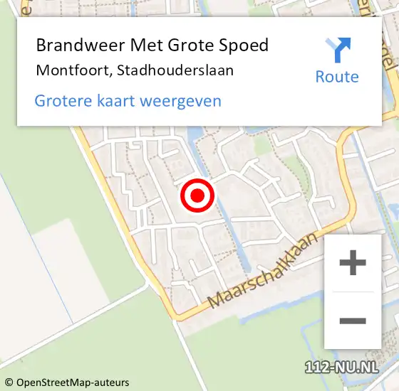 Locatie op kaart van de 112 melding: Brandweer Met Grote Spoed Naar Montfoort, Stadhouderslaan op 4 juni 2024 09:16