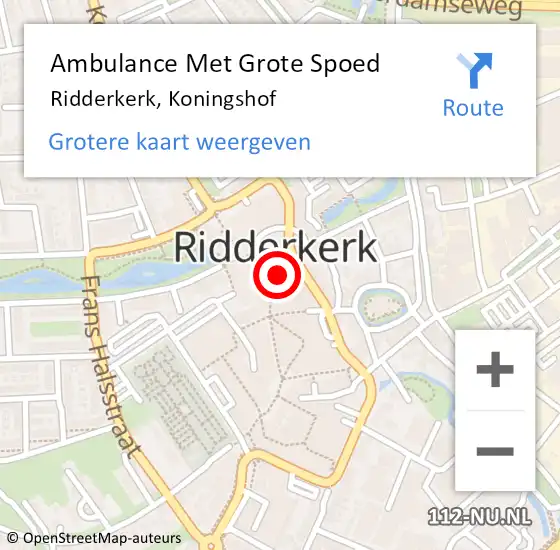 Locatie op kaart van de 112 melding: Ambulance Met Grote Spoed Naar Ridderkerk, Koningshof op 4 juni 2024 09:18