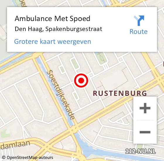 Locatie op kaart van de 112 melding: Ambulance Met Spoed Naar Den Haag, Spakenburgsestraat op 4 juni 2024 09:20