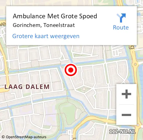 Locatie op kaart van de 112 melding: Ambulance Met Grote Spoed Naar Gorinchem, Toneelstraat op 4 juni 2024 09:27