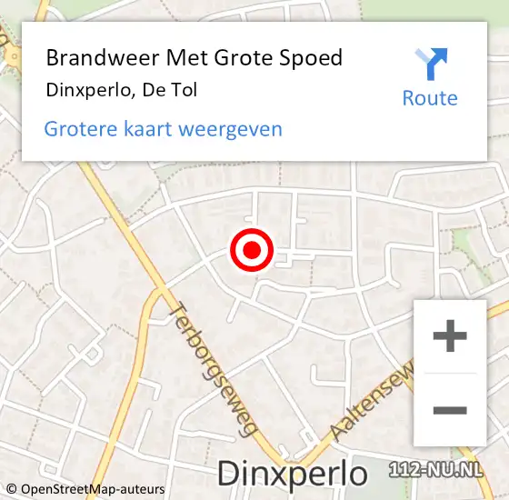 Locatie op kaart van de 112 melding: Brandweer Met Grote Spoed Naar Dinxperlo, De Tol op 8 oktober 2014 10:20